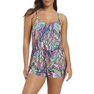Beyond Control Swimwear Womens Leaf It To Me Blouson Romper